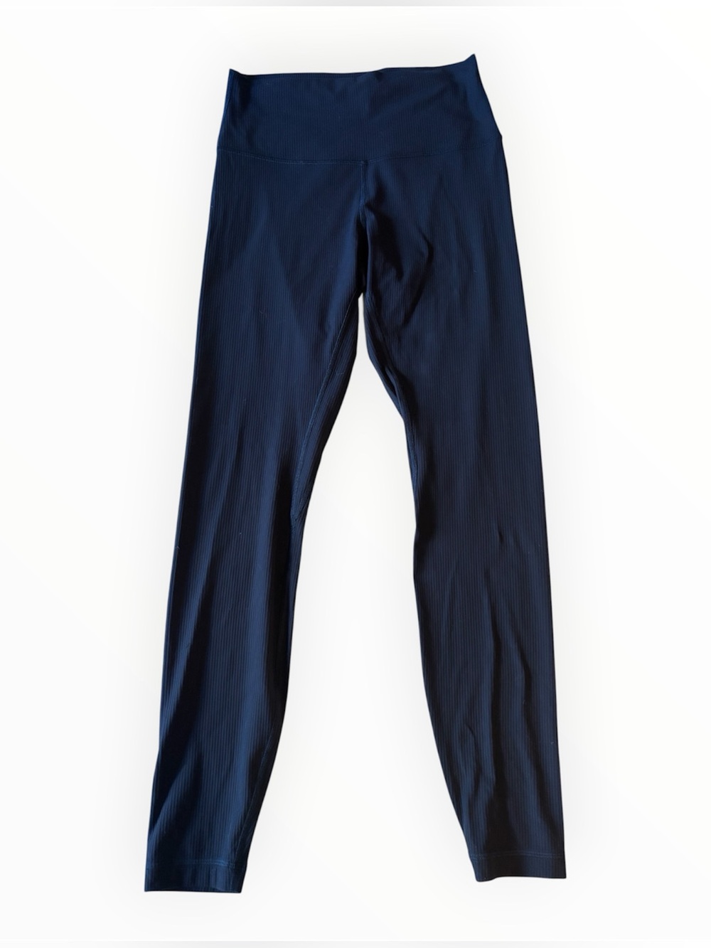 Chic Lululemon Navy Blue High-Waisted Ribbed Leggings | Size 8